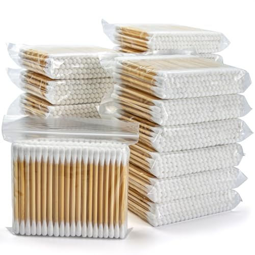 Image of Bcowos 3 inch Bamboo Cotton Swabs, Double Tips, 2000 Count(20 Pack) | Cotton Swabs with Wooden Sticks, Soft Cotton Tip Applicators for Ear Care, Makeup, Nail Art, Household Cleaning, Crafts