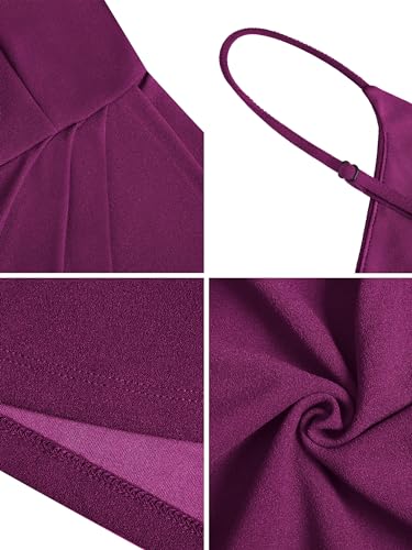 Image of Missufe Women's Sleeveless Spaghetti Strap V Neck Tulip Hem Ruched Party Cocktail Bodycon Short Dress