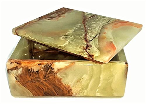 大理石 蓋付き 小物入れ 置物 オニキス 天然石