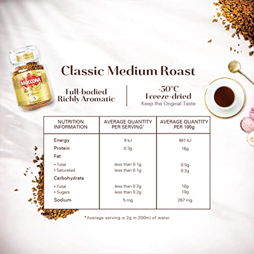 Image of Moccona Classic Medium Roast Instant Coffee 100g | Imported Coffee | Premium Arabica & Robusta Blend | Freeze-Dried | Bold & Strong Flavor (Pack of 3)