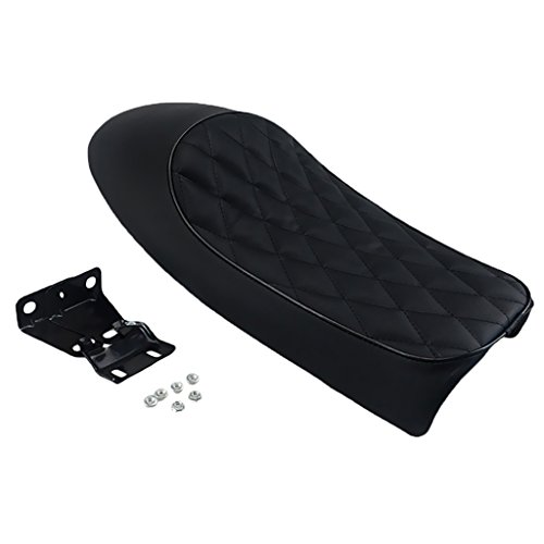 Asiento motocicleta cojín de sillín repuesto estilo Brat para motocicleta retro vintage negro