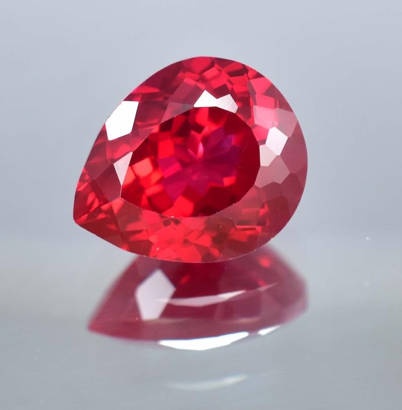 Rubis naturel 18x15mm en poire pour création de bague et pendentif artisanal - 3