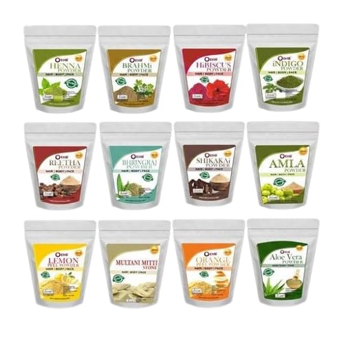 New 12 in 1 Amla,Reetha,Shikakai,Hibiscus,Brahmi,Indigo,Orange,Lemon, Mitti, and Aloevera leaf Powder For Hair Face (Each-50g) PACK OF-image-41