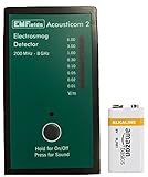Acousticom 2 Pocket-Sized EMF Meter with BONUS Battery and Case by EMFields | Find EMR Hot Spots |Easy One-Button Operation|Widest Spectrum 0.2-8.0GHz|Measure Peak/Average RF Exposure|Built-in Speaker