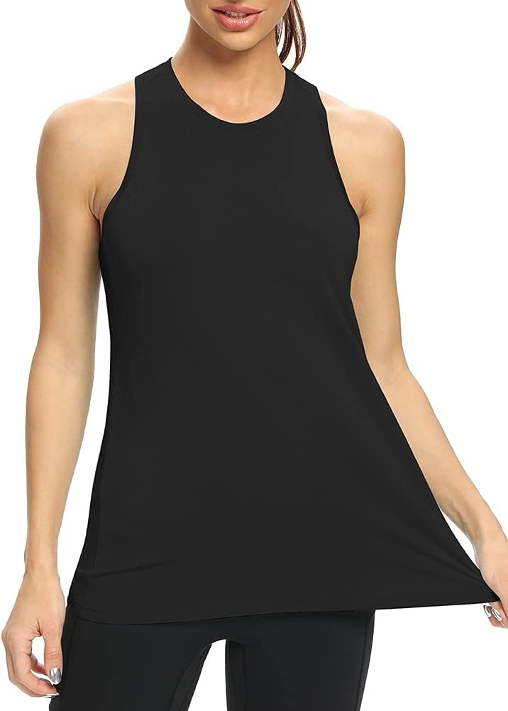 Mippo Workout Tops for Women High Neck Racerback Tank Tops Loose Fit Athletic Yoga Shirts - Image 4