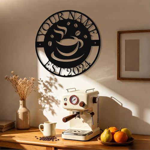 Image of Personalized Coffee Metal Sign, Custom Coffee Bar Signs, Custom Name Signs for Cafe Station, Coffee Wall Art Decor for Kitchen, Cafe Shop Decor, Cafe Lover Gift