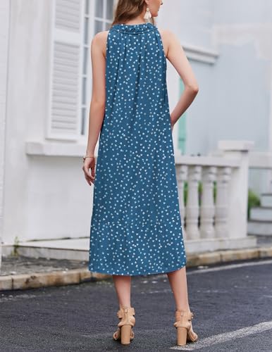 Image of Ekouaer 2 Pack Nightgowns for Women Sleeveless Long Night Gowns Victorian Nightdress with Pockets Soft Ladies Gown