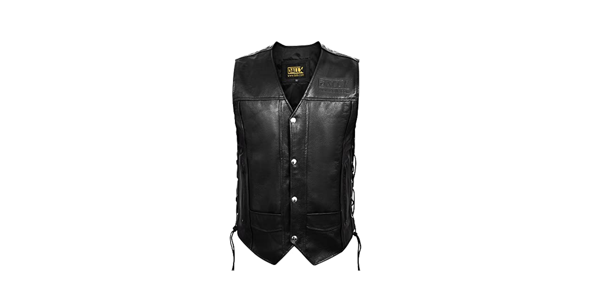 Amazon.com: DALLX Motorcycle Leather Vest with Adjustable