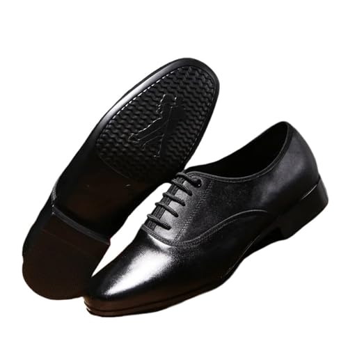 Zapatillas de baile latino para hombre Zapatos de baile latino de cuero genuino for hombre, zapatillas de deporte cuadradas con suela blanda de cuero lacado for baile Social(Indoor cowhide sole,44)