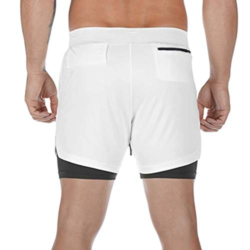 Ajcoflt Shorts esportivos masculinos Dois bolsos de camada Loop Cordão Workout Running Gym Pants