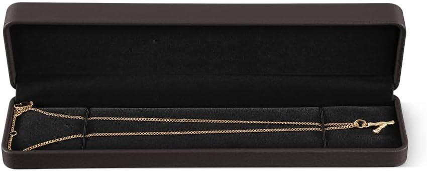PU Leather Long Necklace Box, Velvet Lined Jewelry Case for Chain Necklaces & Statement Necklaces, Anti-Tangle Storage Organizer Brown
