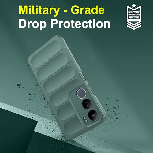 Image of amazon basics Back Case Cover for Vivo Y29 5G | Compatible for Vivo Y29 5G Back Cover | Liquid Silicon Magic with Camera Protection | Dark Green