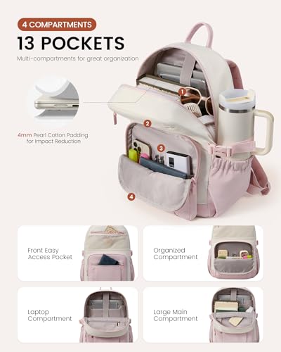 Image of LOVEVOOK Laptop Backpack for Women with Giant Tumbler Holder - DIY 15.6Inch Work Computer Travel Backpack with Laptop Compartment, Water Resistant, Commuter College Teacher Nurse Purse Bag, Purple