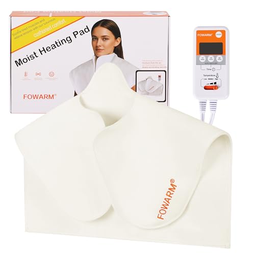 FOWARM Moist Heating Pad for Neck and Shoulder, Neck Wrap Weighted Heating Pad with Deep Steam...