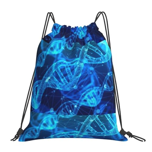 SHuWeiD DNA Chain - Mochila con cordón con estampado fotográfico, mochila casual con cordón ajustable, bolsa deportiva y fitness, color blanco, talla única, Blanco, talla única