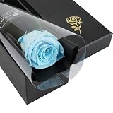 SENJWARM プリザーブドフラワー 一輪のバラ 誕生日 女性 プレゼント 誕生日 ギフト 贈り物 枯れない花 プリザーブドフラワー プレゼント【ローズ ザ・ワン】バレンタインデー valentine ギフト 記念日 プロポーズ 卒業式 お祝い 結婚式 退職祝い 送別会 ピアノ発表会 還暦 古希 喜寿 卒寿 金婚式 彼女 母の日 ギフト ライトブルー