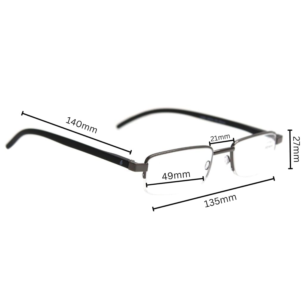 ESPERTO READERS Lake Reading Glasses For Men & Women With Power 1.00 to 4.00 (Half Rim Less) (+1.00, METALLIC BLACK) 2