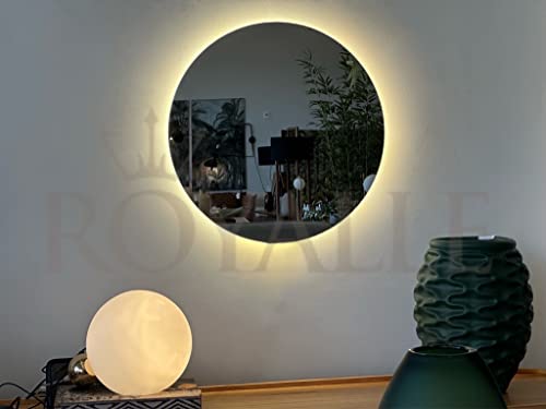 Espelho redondo com led 40x40 quente fonte