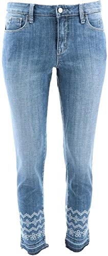 Laurie Felt Denim Stiletto Jeans Embroidered Hem Brushed Medium 14 New A352561