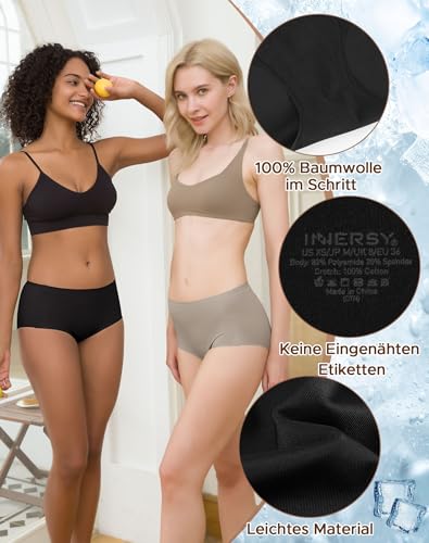 INNERSY Menstruationsunterwäsche Nahtlos Schwarz Polyamid High Waist Dünn Period Panties 3 Pack (XXL, 3 Schwarz)