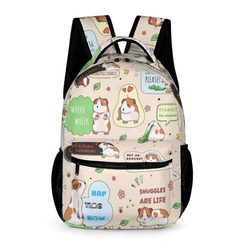 Guinea Pig School Backpack for Kids Girls Boys, 16 Inch Cute Guinea Pigs Themed Bookbag, Personalized School Backpack for Students Children, Lightweight, Large Capacity