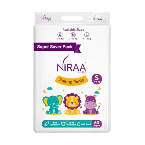 Image of Premium Baby Diaper Pants S Size (4-8 kg) | Rash-Free Care | Up to 12 Hours Absorption | Leak-Proof Protection | Breathable & Comfortable Fit | 60 Count