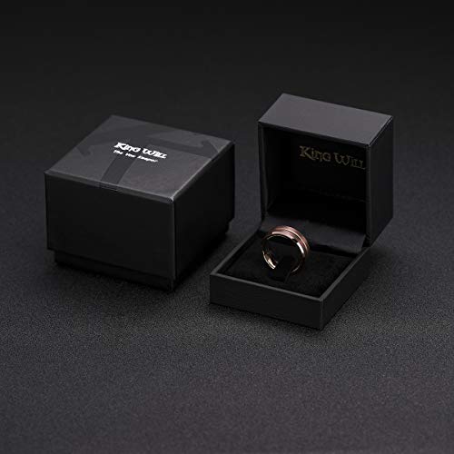 Image of King Will Tungsten Carbide Wedding Band for Men Women-6 /8 /10mm Width Multicolor Available with Grooved Center Wedding Ring Suitable for Work, Gym Comfort Fit Size 4-16
