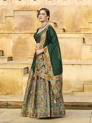 Image of PURVAJA Women's Jacquard Semi-Stitched Lehenga choli