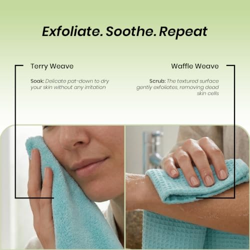 Image of Mush Bamboo Dual Texture Waffle Terry Hand Towel Set of 3 | Ultra Soft, Highly Absorbent, Quick Dry | Hand Towels for Bathroom, Gym & Travel (40x60 cm, 450 GSM) Green, Orange & Grey