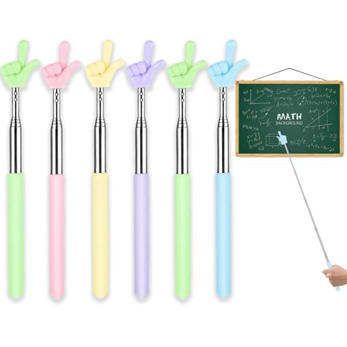 6 unidades puntero extensible, puntero de acero inoxidable para niños, puntero extensible, multicolor, puntero telescópico para profesores, para lecciones, presentaciones, lecturas (color aleatorio)