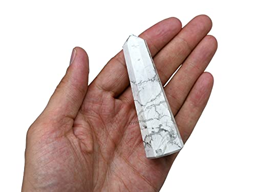 Image of Crystal Heaven Certified Howlite Crystal Tower Obelisk Point for Chakra, Healing and Balancing - AAA Grade Original Certified Gemstone Agate for Reiki Meditation Yoga Spiritual (2-3 Inches)