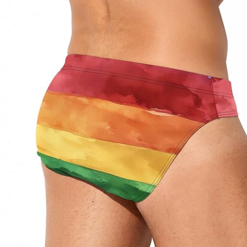 Watercolor LGBT Rainbow Flag Men's Swim Brief Sexy Bikini Swimwear Swimsuit Trunks Bathing Suits3