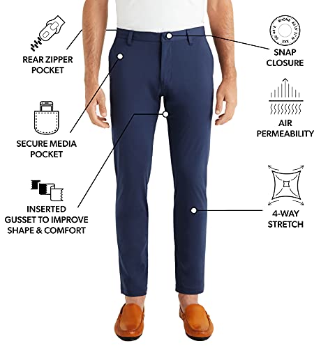 Rhone Men's Commuter Pant Slim Navy 32 Waist x 33" Inseam Pant with Moisture Wicking, Breathable, Stretch Fabric