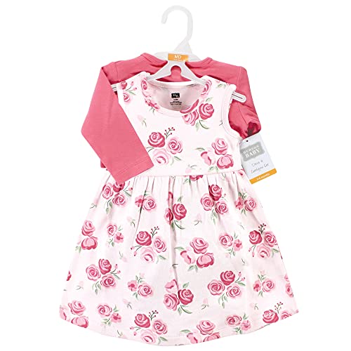 Image of Hudson Baby Girls' Cotton Dress and Cardigan Set