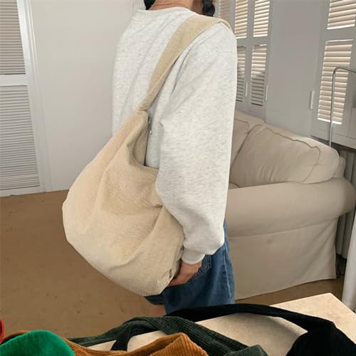 Image of 2026 Corduroy Tote Bag with Zipper Large Casual Handbags Shoulder Purse for Women