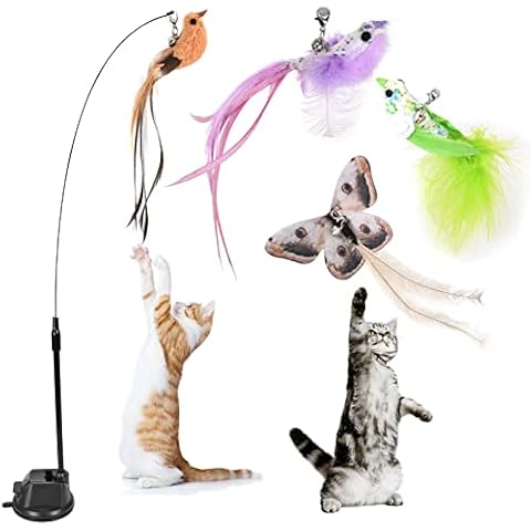 Colexy Juguetes para Gatos con Plumas y Ventosa Cover