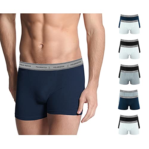 Kit com 10 Cuecas Extra Comfort, Polo Match, Masculino, Azul Marinho, Branco, Mescla, Preto - G
