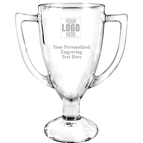 Image of Crown Awards 7 inch Custom Engraved Cup Trophy, Personalized Glass Cup Award with Your Text