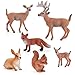 fllyiingu 6 Stück Waldtiere Figur Spielzeug, realistische Hirsch Eichhörnchen Kaninchen Rotfuchs Figur, Mini Tierfiguren handgemachte Kreaturen Figuren Spielzeug für Jungen und Mädchen