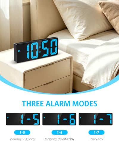 Image of AMIR Digital Alarm Clock, 6.3 inch Large LED Display Bedside Clock | Auto Night Dimming, 12 /24H, Adjustable Snooze, Dual Power Supply, Bedroom Office