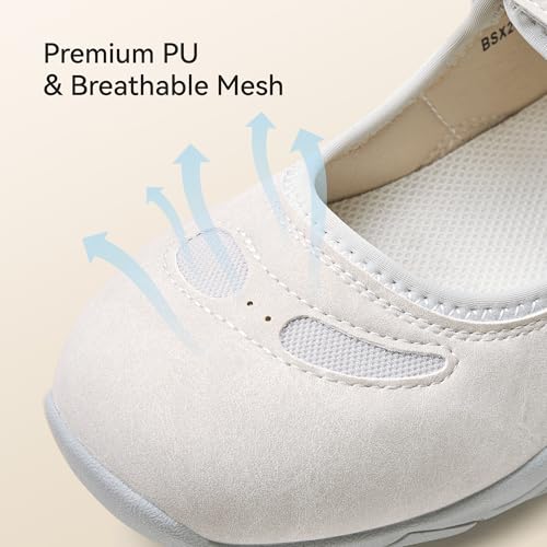 Image of BOSTANTEN Mary Jane Sneakers, Wide Casual Shoes Women, Hook-and-Loop Strap