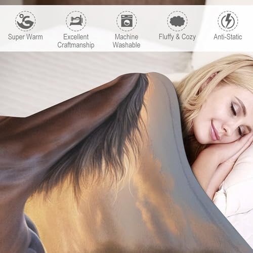 Couverture motif cheval flannel 180x200cm pour décoration de chambre - 4