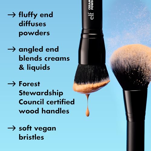 Image of e.l.f. Powder Brush, Versatile Make-up Brush for Powder, Blusher & Bronzer, Creates a Sculpted Look, Made with Synthetic Bristles, Vegan & Cruelty-Free