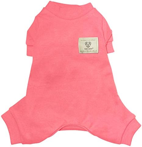 TONY HOBY Dog Pajamas, 4 Legged Dog Pajamas, Dog Jumpsuits Onesies with Thermal, Cotton Pet Clothes for Small Medium Dog (Pink, S)