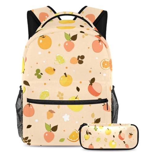 Cartables pour enfants au motif fruits jaunes lot de 2 sacs à dos multicolores