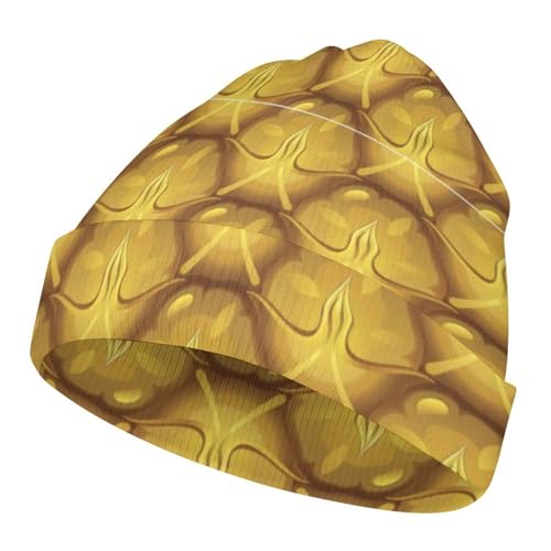 Tropical Fruit of Pineapple Pattern Kids Beanie Hat for for Girls Boys Children Cap Winter Knitted Chemo Cancer Headwear Accessories Gifts Decoration Black