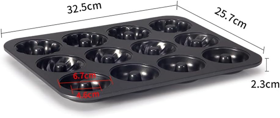 CANDeal Donut Baking Pans, Nonstick 12 Cavity Doughnut Pan, Carbon Steel Donut Mold and Mini Bagel Pan for Baking