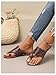 GORGLITTER Women's Leather Toe Ring Sandals Dressy Cute Summer Slip on Slides Wide Width Beach Vacation Flats Sandals Brown 9