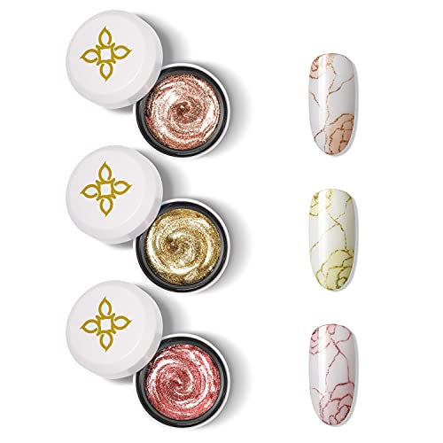 BLUESKY Metallic Sparkle Gel Paint Pot Set Nail Art Bronze Gold Rose Gold 3 X 5G