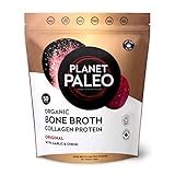 Planet Paleo Organic Bone Broth Collagen Protein Powder (450g, 50 Servings) Original with Garlic & Onion, Grass-Fed, Keto, Low Carb, High Protein Drink or Add to Soups & Savoury Recipes
